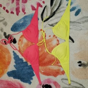 Two Medium Victoria's Secret adjustable bralett bikini tops